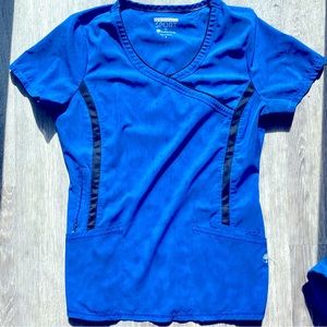 Royal Blue Healing Hands/Performance Sport Scrub Top